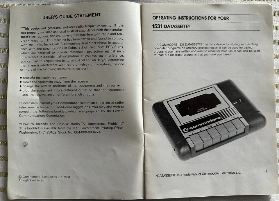 Commodore 1531 DATASSETTE User `S Guide, English - Bild 3 von 3