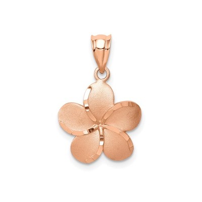 14k Rotgold Plumeria Blume Anhänger Fünf Blüten Charm für Frauen