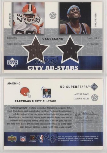 2002 UD Superstars City All-Stars Jersey Dual Andra Davis Andre Darius Miles jm6 - Picture 3 of 3