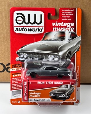 Auto World 1961 Dodge Dart Phoenix SILVER GRAY POLY (2019) 1:64 VINTAGE MUSCLE