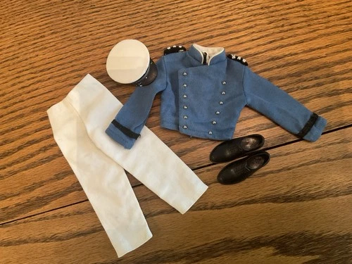 Vintage GI Joe 1967-68 Air Cadet Blue Dress Jacket, White Pants, Cap & Shoes