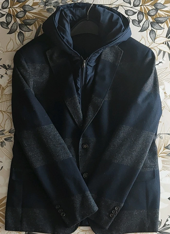 Eden Park veste caban homme bleu marine taille 52 capuche poches boutons - Photo 1/2
