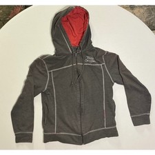 Disney Park Pirates of the Caribbean Zip Hoodie Gray Red Lined Jack Sparrow M