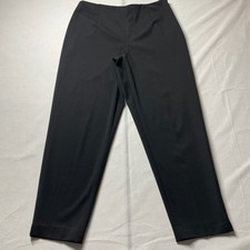 Talbots Womens Black Flat Front Stretch Straight Leg Trouser Pants Size 14