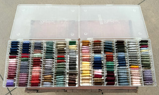 Large Lot of Embroidery Floss Thread in 2 Storage Containers DMC Darice