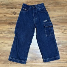 FUBU Denim Carpenter Pants Jeans Boy's 4 Blue Y2K Vintage Denim Wide Leg Baggy