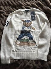 Authentic Yankees Polo Ralph Lauren Bear Sweater - White Size XL