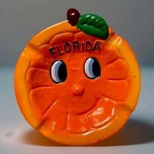 Vintage MCM Florida Orange Hand Painted Ceramic Ashtray Trinket Dish