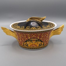 Rosenthal for Versace Medusa Red Covered Vegetable Bowl  Lid - FREE USA SHIP