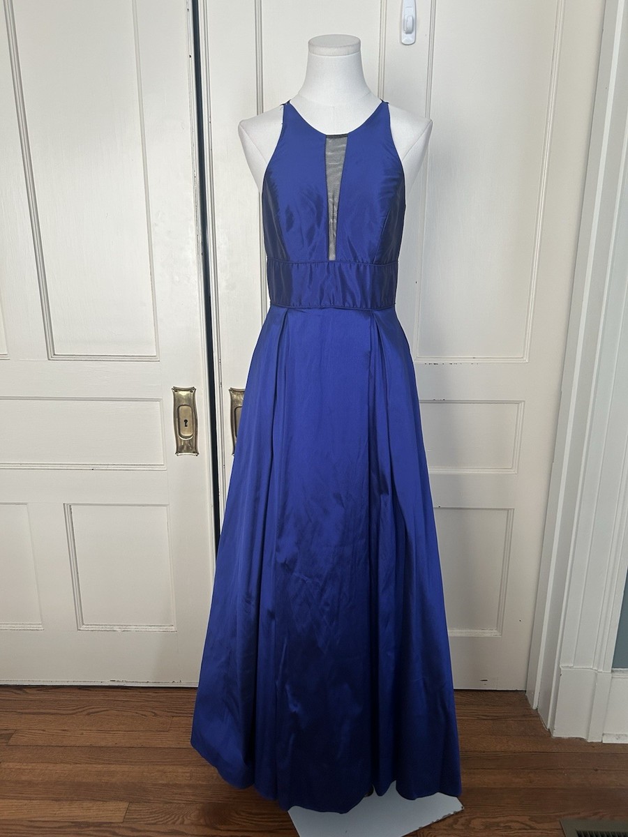 Aidan Mattox Taffeta Mesh Ball Gown Prom Womens Size 2 Blue Black Classic  Preppy | eBay