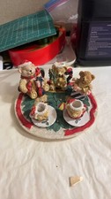 Vintage Christmas Bear Figurine Tea Set