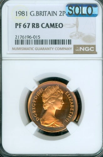 1975 GREAT BRITAIN 2 PENCE NGC PF67 CAMEO PQ MAC SOLO FINEST GRADE RAINBOW .