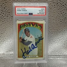 1972 Topps - Hank Aaron Card  #299 PSA 4, Autograph Graded PSA 8 & DNA Certified