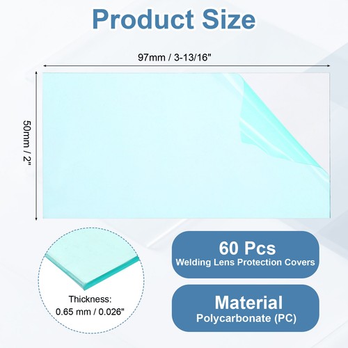 60pcs 3-13/16 x 2 in Welding Protection Lens PC Clear Len Cover Right Angle - Picture 2 of 7