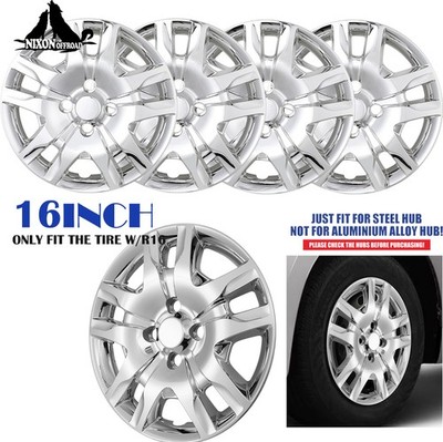 16'' Set of 4 Bolt-On Hubcaps For 2007-2012 Nissan Sentra R16 Wheel Covers Chrome