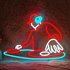 DJ Player Neon Sign Bar Neon Light Wall Decor 16.5 * 12.6 Inch LED DJ Light Up
