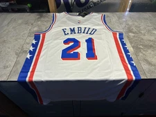 NWT Philadelphia 76ers Joel Embiid Swingman Jersey Statement Edition White Large