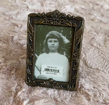 VTG Brass Frame Floral Small 2"x3" Picture Photo Mini Korea Made