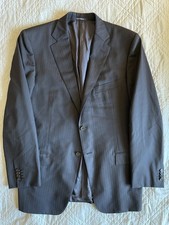 Ermenegildo Zegna Finely Textured Stripe Wool Suit Jacket in Charcoal Size 44 R