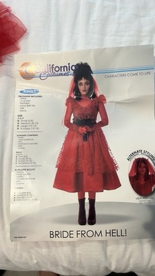 California Costumes Bride From Hell Bride Red Dress Costume w/ Veil Adult M