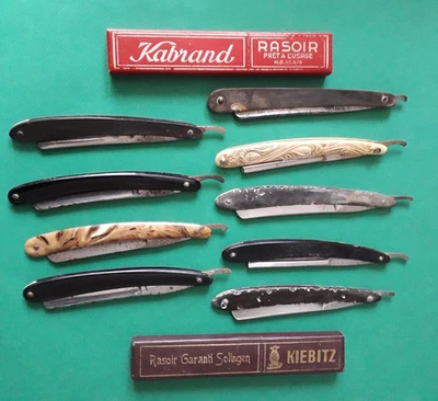 LOT de 9 anciens rasoirs - coupe-choux + 2 étuis - Manufrance, Issard, autres... - Photo 1/4