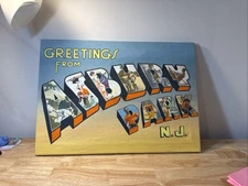 Vintage “Greetings from Asbury Park” Stretched & Framed On Wood.