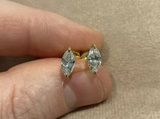 1Ct Marquise Cut Lab Created Diamond Women's Stud Earring 14k Yellow Gold Plated