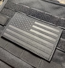 5" IR Reflective USA Flag Tactical Hook Loop Patch Matte Black