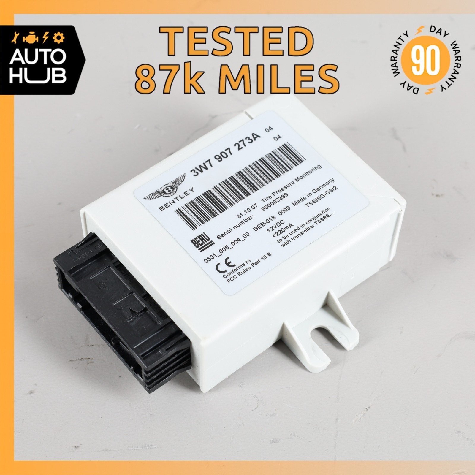 Bentley Continental GT Speed Tire Pressure Monitoring System TPMS Module OEM 87k