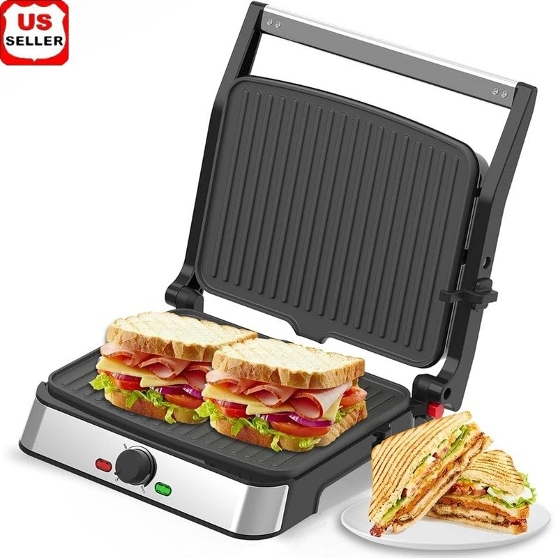 1500W 3-in-1 Electric Grill Panini Press Non-Stick Sandwich Maker Family New