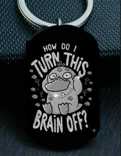 Funny Anime Cartoon Duck Turn Brain Off Art Stainless Keychain Kid Kids Fun