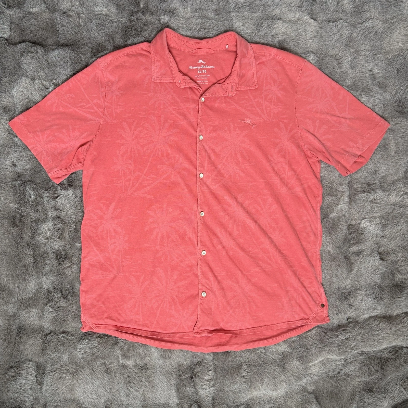 Tommy Bahama Men's Mahanaha Knit Camp Shirt Size XL Red Floral Hawaiian Cotton