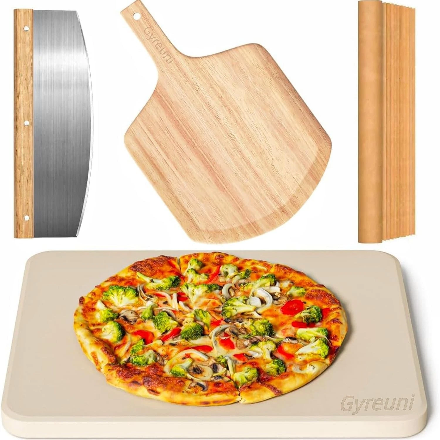 4 PCS Rectangle Pizza Stone Set 15" Large Pizza Stone Oven & Grill W/ Pizza