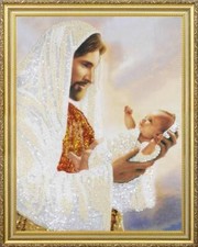 Bead embroidery kit Jesus with the baby hand embroidery needlework kit