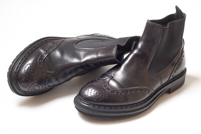 PREMIATA Mens Black Leather Chelsea Perforated Boots Size UK 6 / US 7