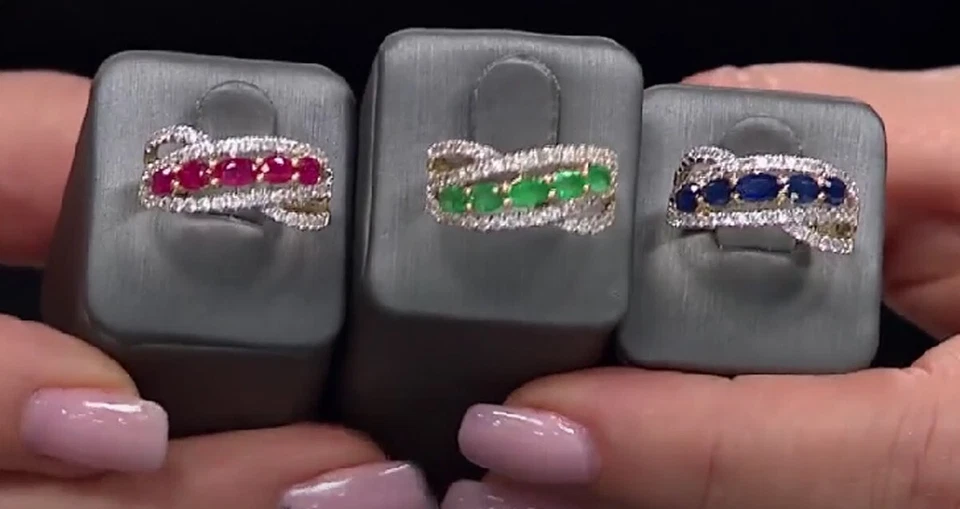 Anillo Colleen Lopez Oro 10K Genuino Rojo RUBÍ y Circón Blanco Anillo Talla 9 Foto 4 de 4