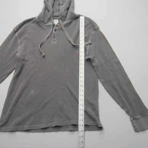 Arizona Mens Waffle Henley Shirt Size Large Grey Cotton Hooded 1/4 Button - Picture 6 of 8