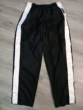 VTG 90s Nike Tear Away Track Pants Side Snap 100 Nylon Black White Sz L   C6 