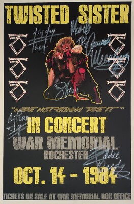 1984 TWISTED SISTER CONCERT POSTER WALL ART PRINT FACSIMILE SIGNED