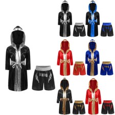 Boys Sets Hooded Outfit Boxing Suit Comfortable Costume Smooth Robe Cosplay