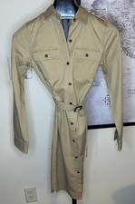 Lauren Ralph Lauren Jeane Tan Denim Women’s XS Safari Dress Tab Belted Roll Up