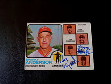 George Scherger Larry Shepard Autographed 1973 Topps Baseball Reds Card 296 AUTO