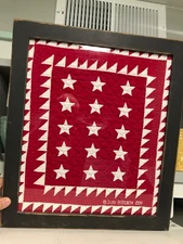 JUDI BOISSON QUILT SQUARE STARS FRAMED FOLK ART 1999