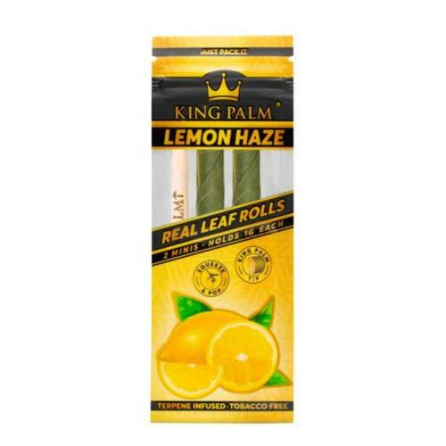 KING PALM Lemon Haze PreRoll Rolling Paper - Cordia Leaf Wrap Mini Size 2/pack - Photo 1/1