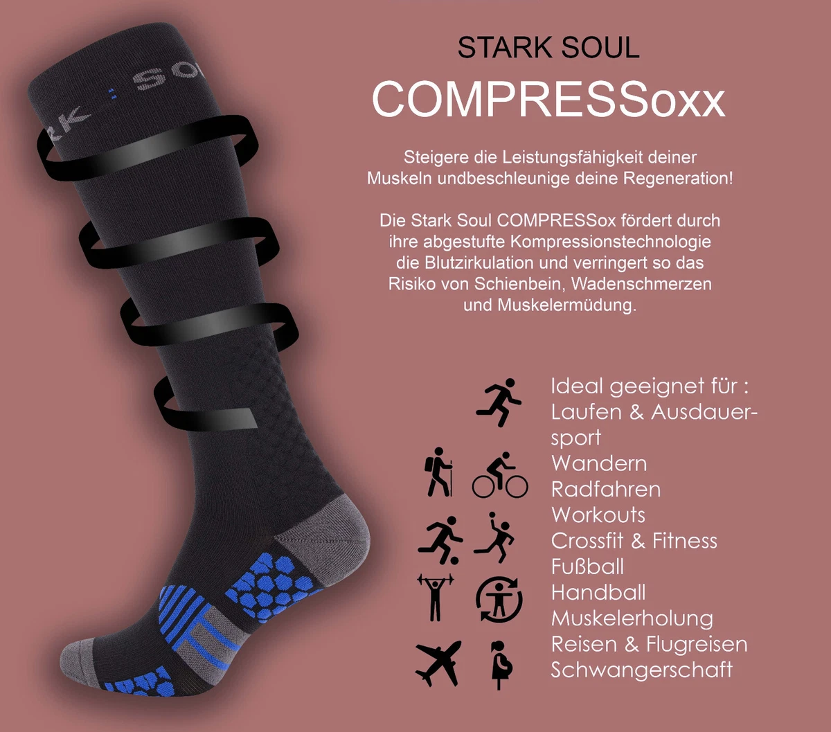 Medias de compresión medias deportivas calcetines deportivos calcetines para correr running hombre mujer