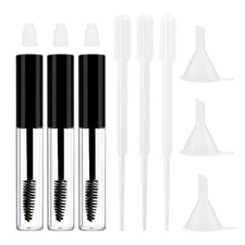 3Pc Empty Mascara Tube Bottle Containers Wand Eyelash+Funnels+Transfer Pipettes