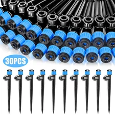 30Pcs 360° Adjustable Water Flow Irrigation Drippers Stake Emitter Drip System
