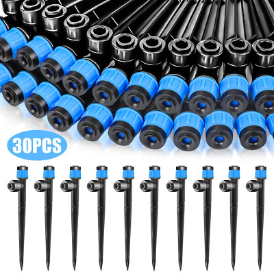 #ad #ad 30Pcs 360° Adjustable Water Flow Irrigation Drippers Stake Emitter Drip System $13.98