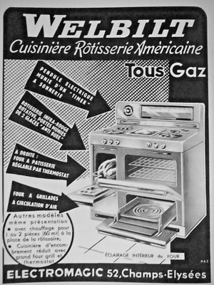 PRESSEWERBUNG 1956 WELTBILT AMERIKANISCHER HERD ALLE GAS ELEKTROMAGIC