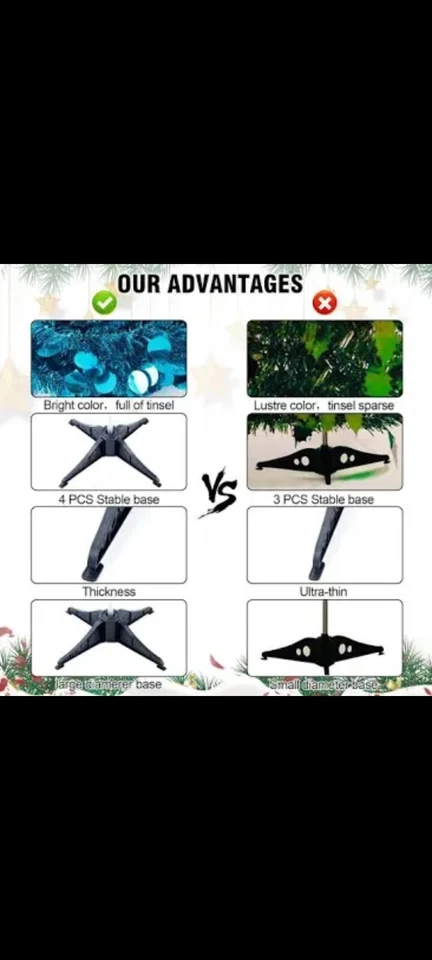 5' Foot Tall Prelit Blue Christmas Tree Remote Control White Lights Easy Setup - Image 3 of 4